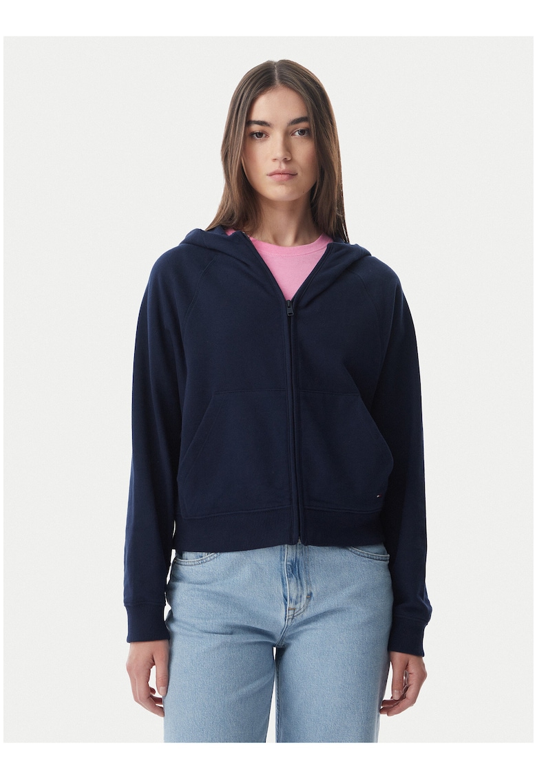 Bluza crop cu fermoar si model uni