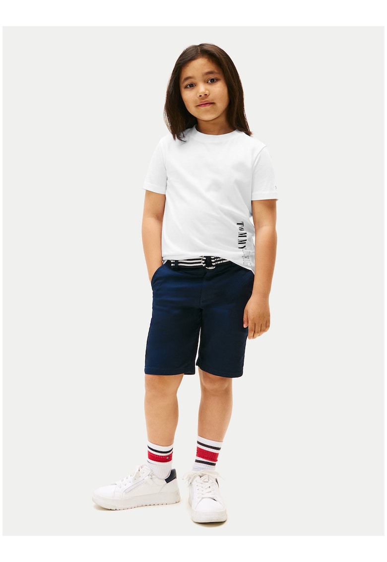 Tricou cu decolteu la baza gatului si imprimeu logo lateral