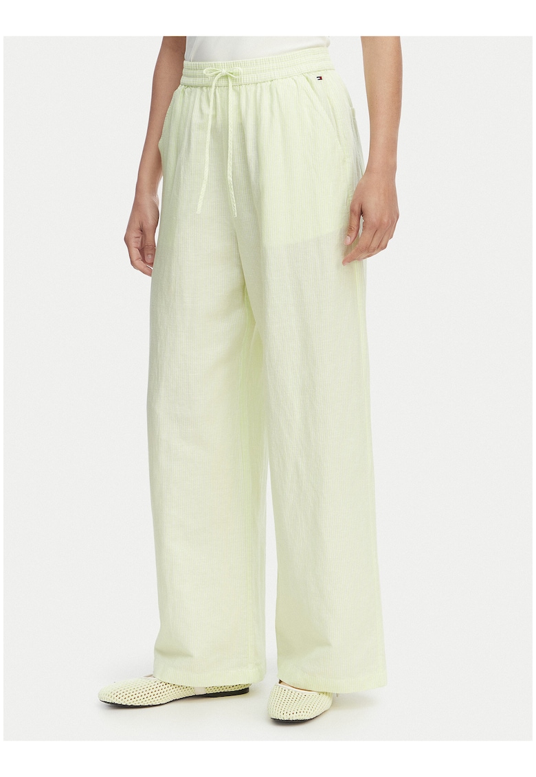 Pantaloni din amestec de in si bumbac cu snur