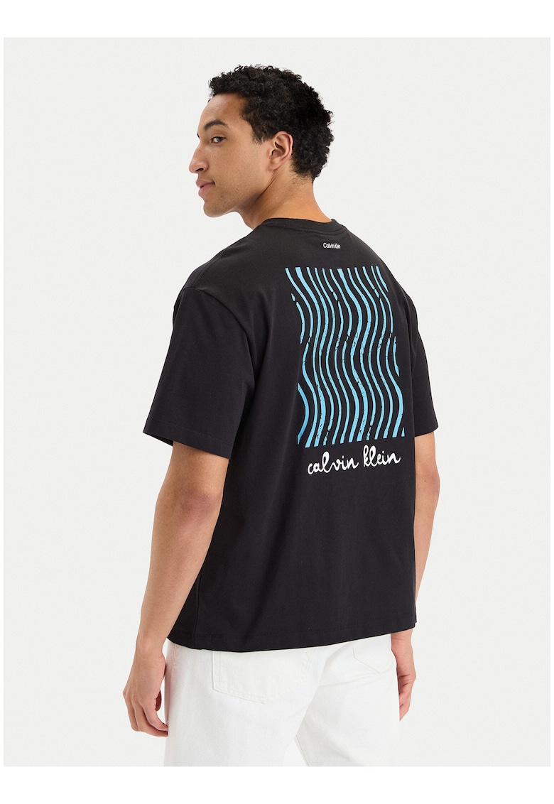 Tricou supradimensionat cu imprimeu logo pe partea din spate