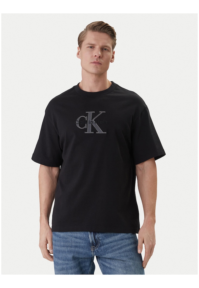 Tricou din bumbac cu logo brodat