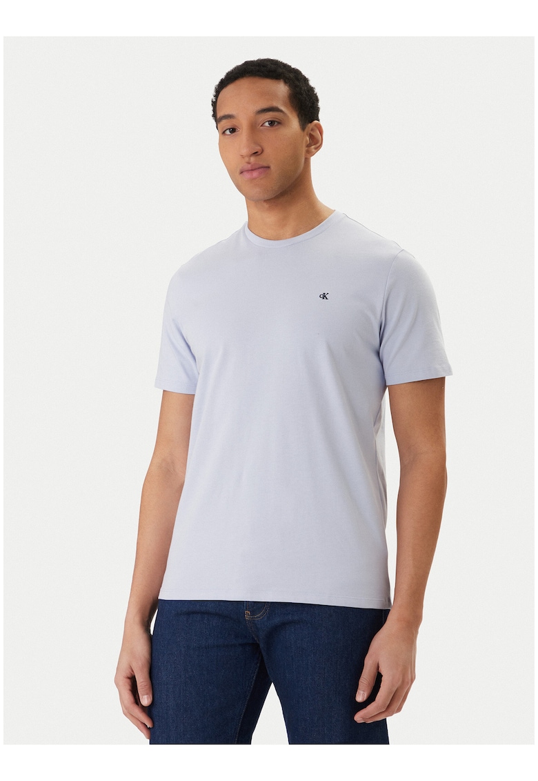 Tricou din bumbac cu decolteu la baza gatului