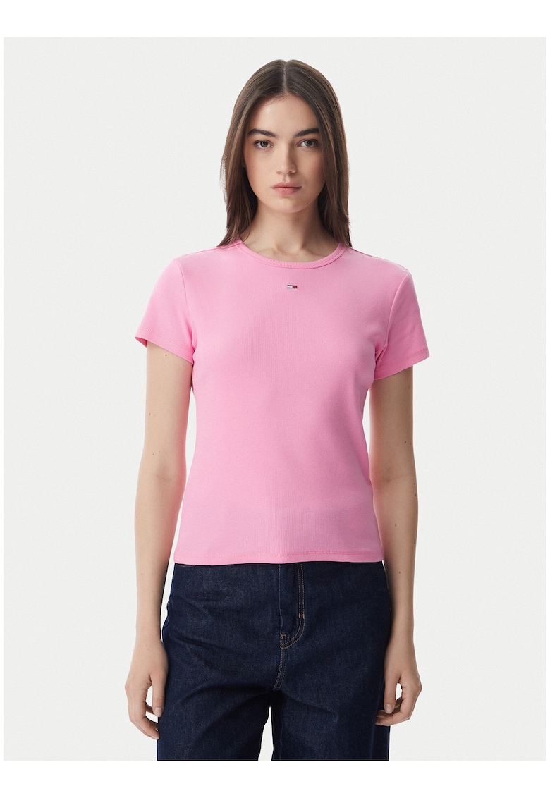 Tricou cu decolteu la baza gatului si logo discret