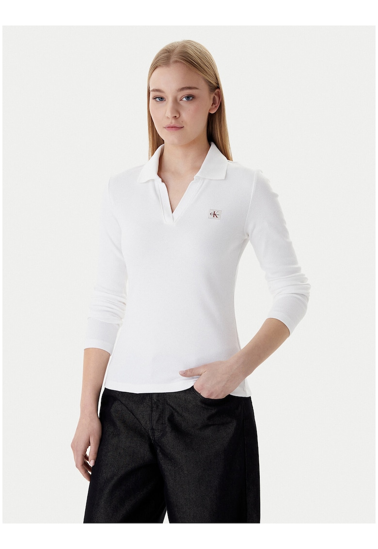 Bluza Polo slim cu detaliu logo -