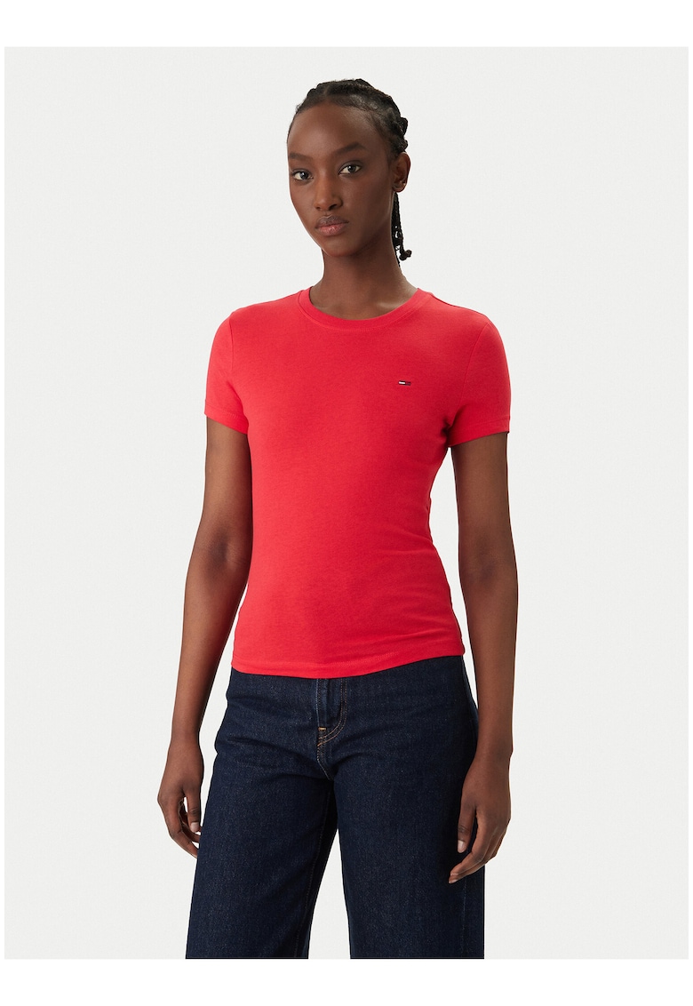Tricou slim din bumbac cu decolteu rotund