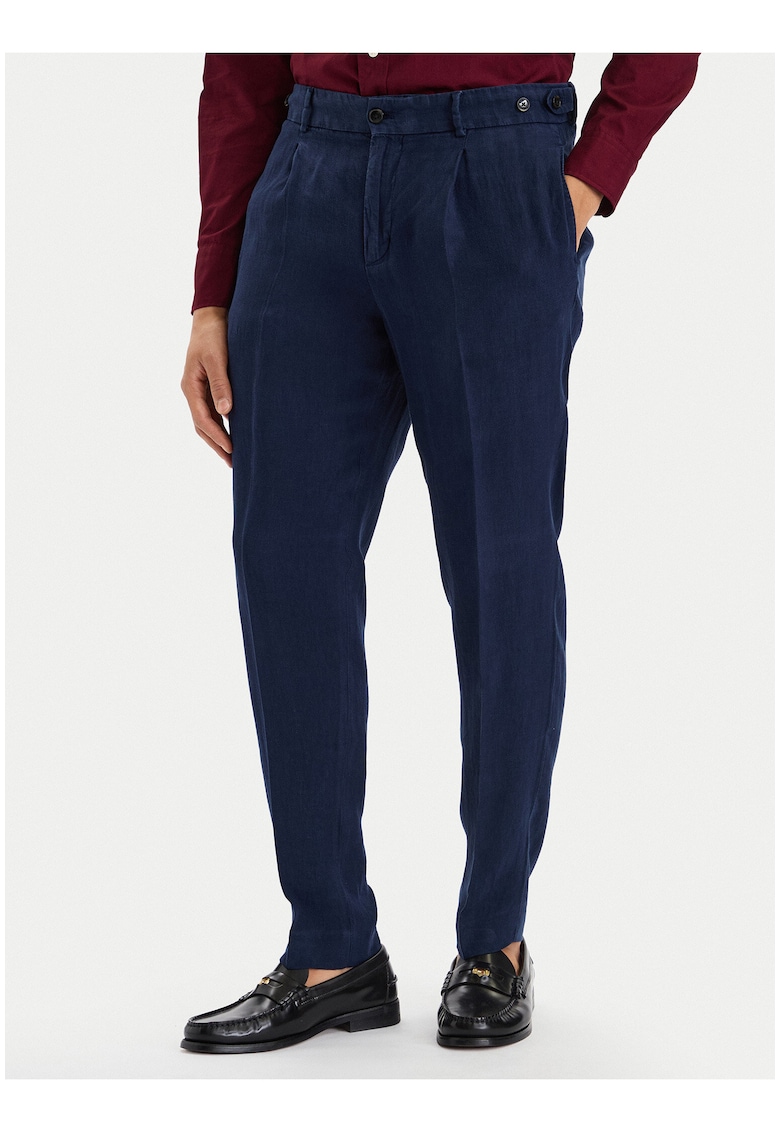 Pantaloni regular fit cu talie medie din in -