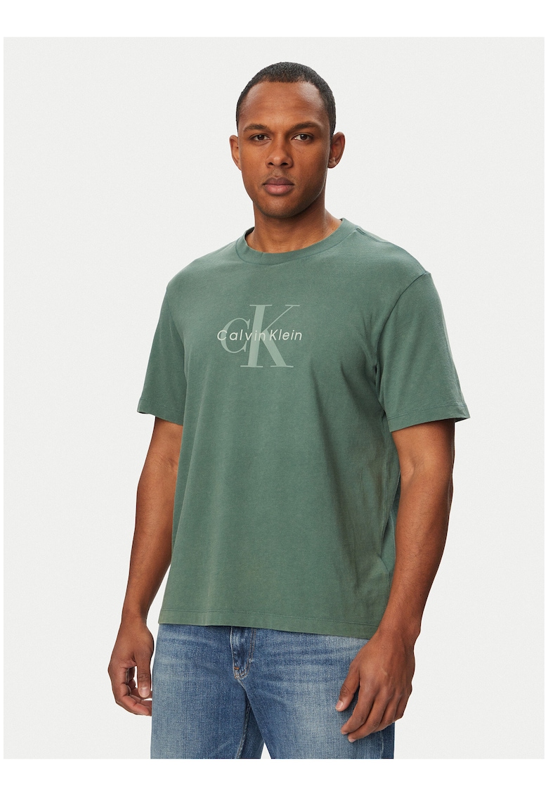 Tricou regular fit din bumbac cu logo masiv pe partea din fata