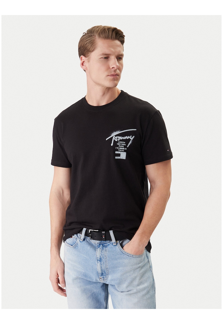 Tricou din bumbac - cu decolteu la baza gatului