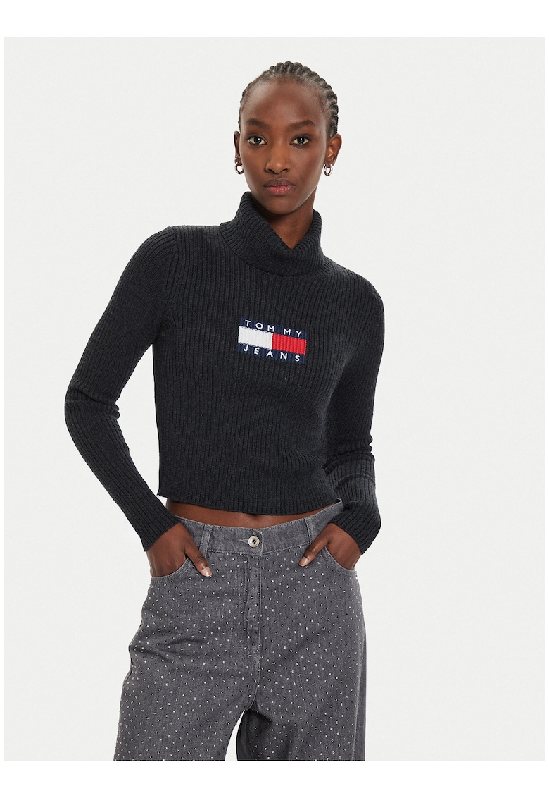 Pulover crop cu logo