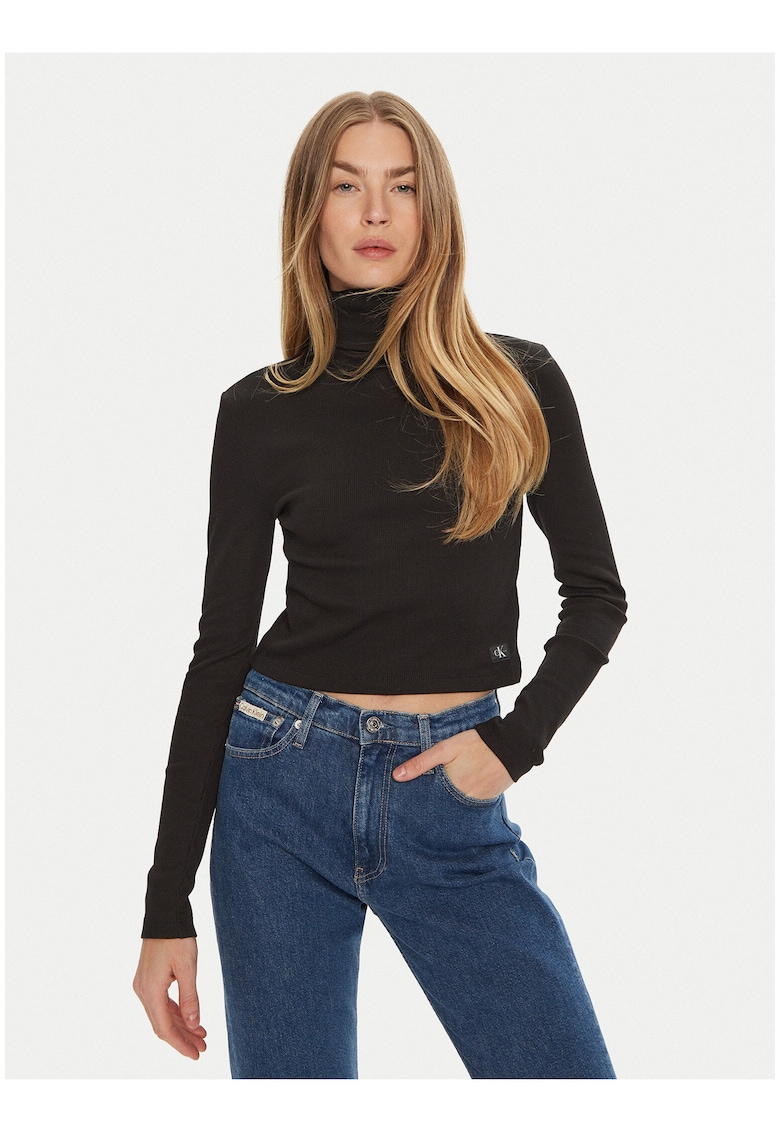 Pulover crop cu maneca lunga -