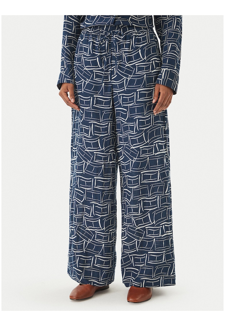 Pantaloni lejeri din in cu imprimeu