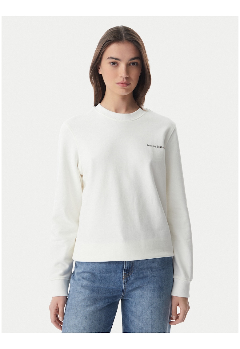 Bluza uni cu croiala regular-fit si decolteu la baza gatului