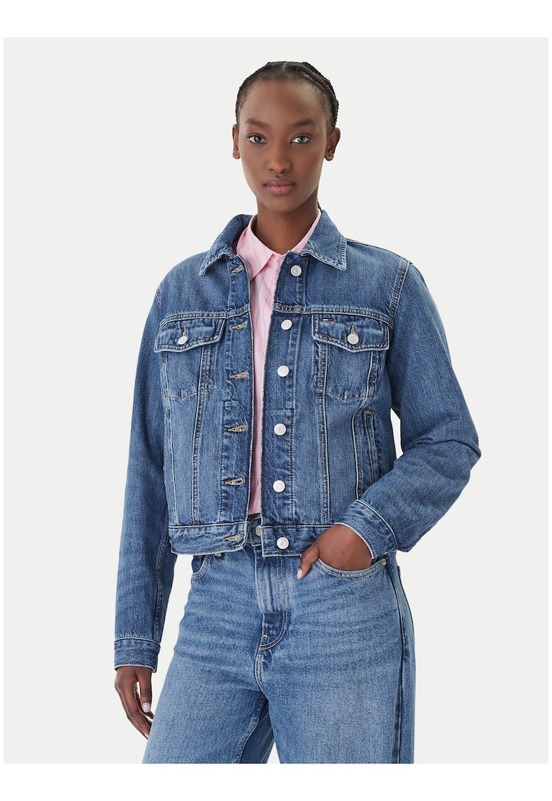 Jacheta din denim crop