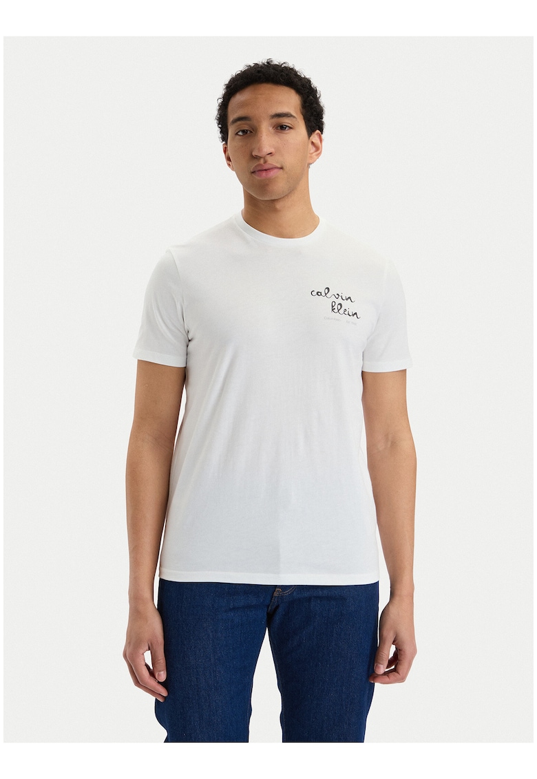 Tricou regular fit din bumbac cu logo pe piept