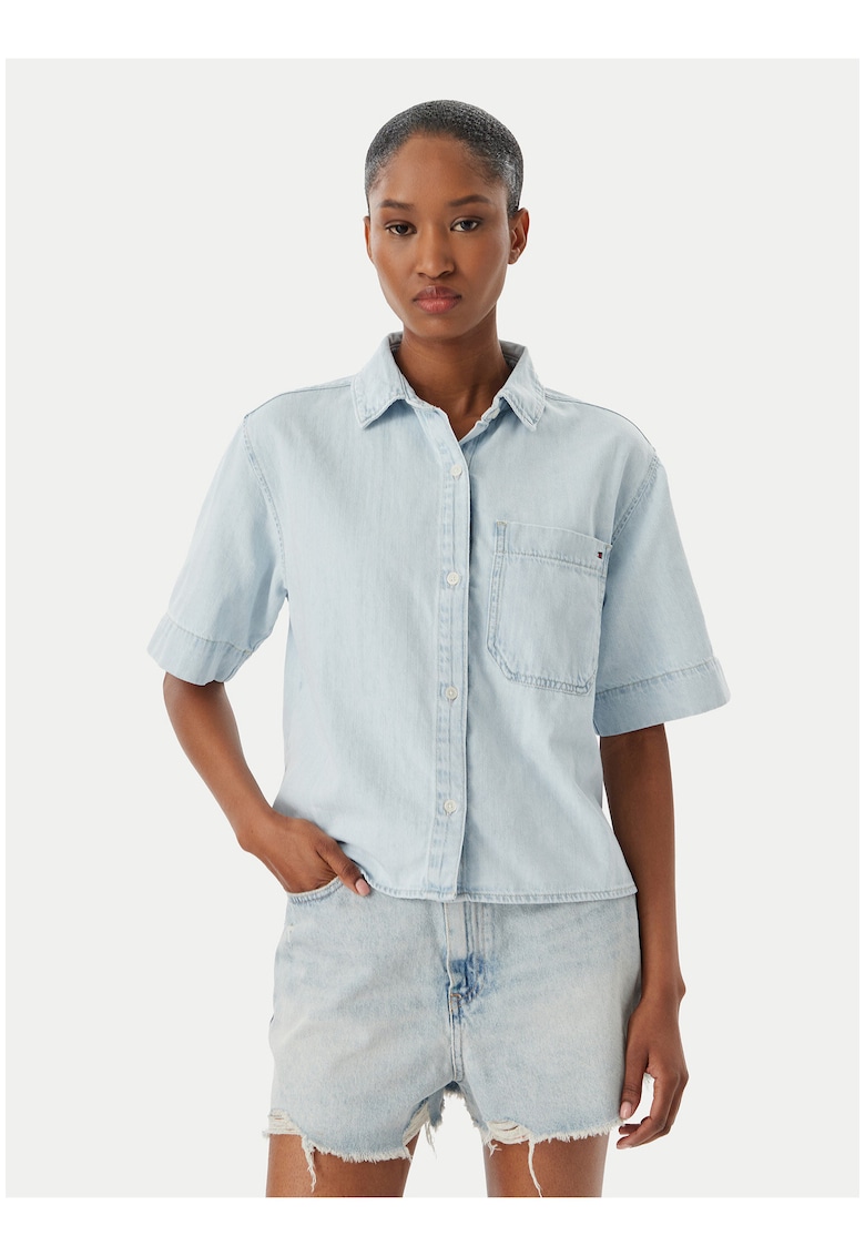 Camasa crop din denim