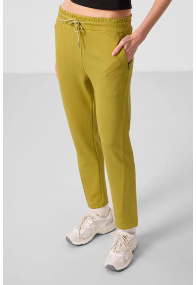 Pantaloni dama - jogging - galben chihlimbar - fermoar - viscoza/poliester/elastan