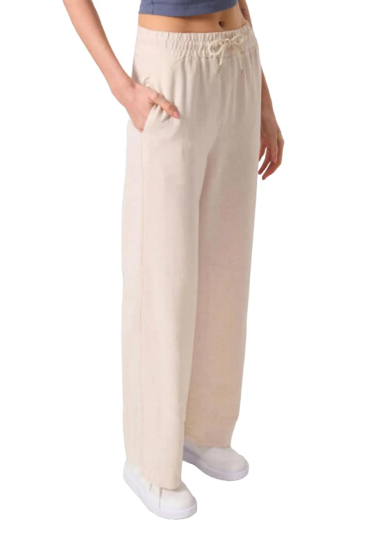 Pantaloni dama - Palazzo - talie medie - culoare natural - 100% bumbac