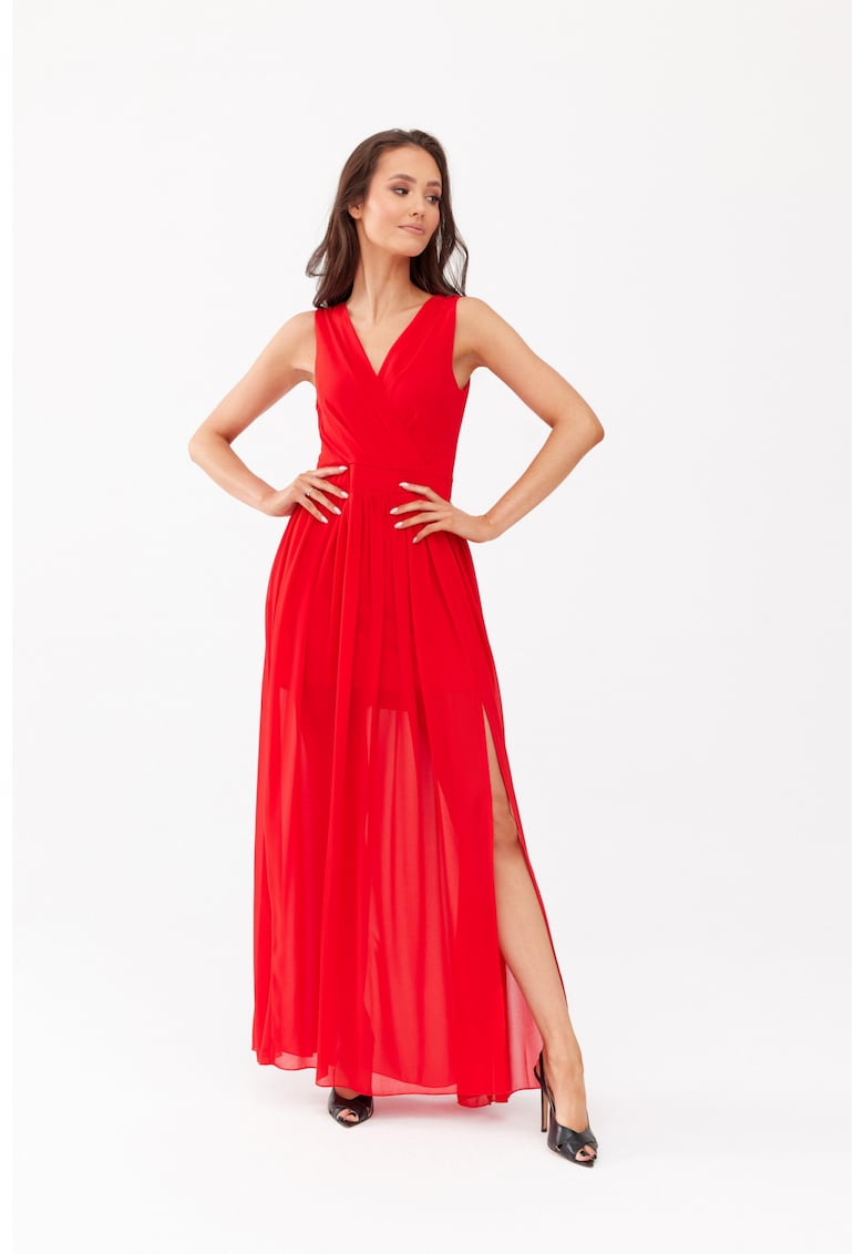 MIRABEL Rochie lunga cu decolteu in V