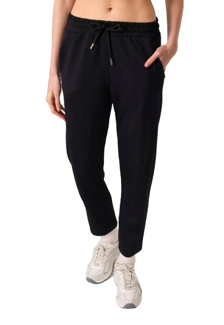 Pantaloni jogger - croiala dreapta - elasticitate naturala - negru - viscoza/poliester/elastan