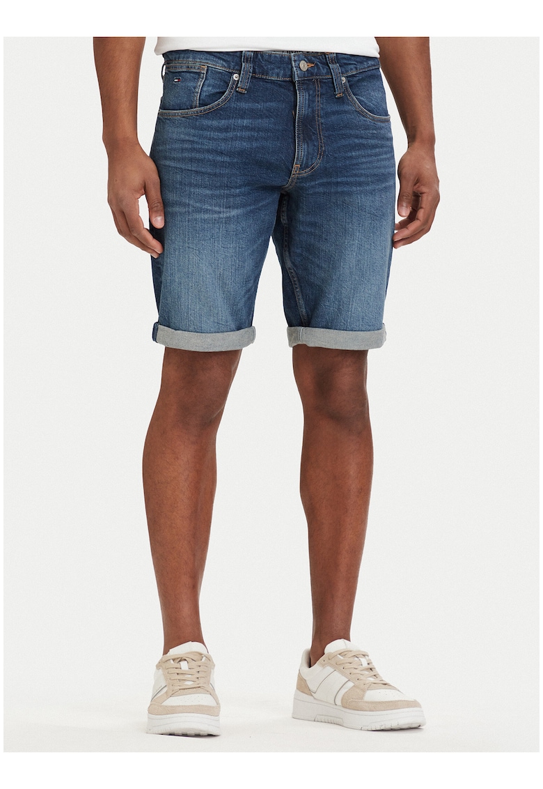 Pantaloni scurti din denim cu terminatii pliate