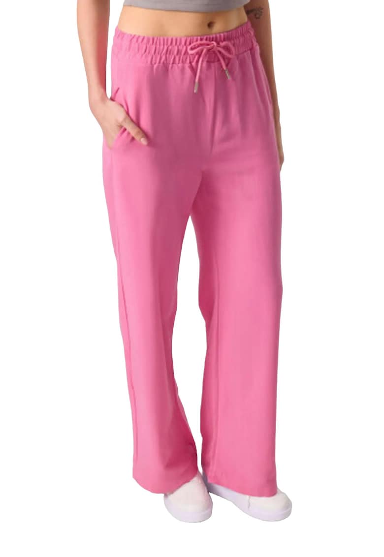 Pantaloni dama - Palazzo - talie medie - roz magenta - 100% bumbac