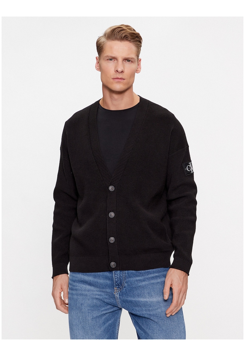 Cardigan din bumbac organic in V -