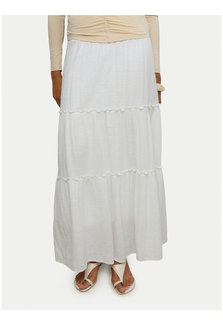 Fusta maxi Dama - alb - bumbac organic - casual
