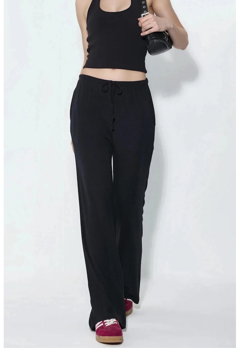 Pantaloni dama - Wide-Leg - casual - negru - jerseu