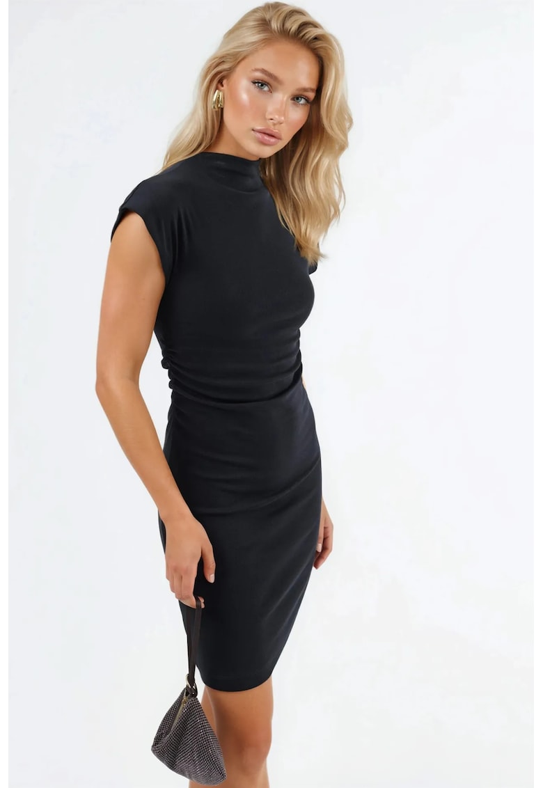 Rochie mini bodycon - eleganta - neagra - 50% modal - 45% bumbac - 5% elastan -