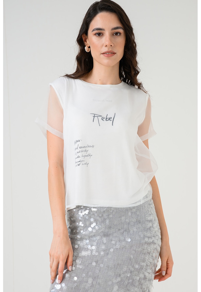 Tricou cu model 2-in-1 - Alb