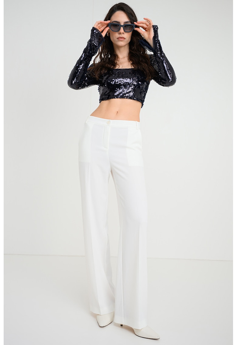 Bluza crop cu paiete - Negru