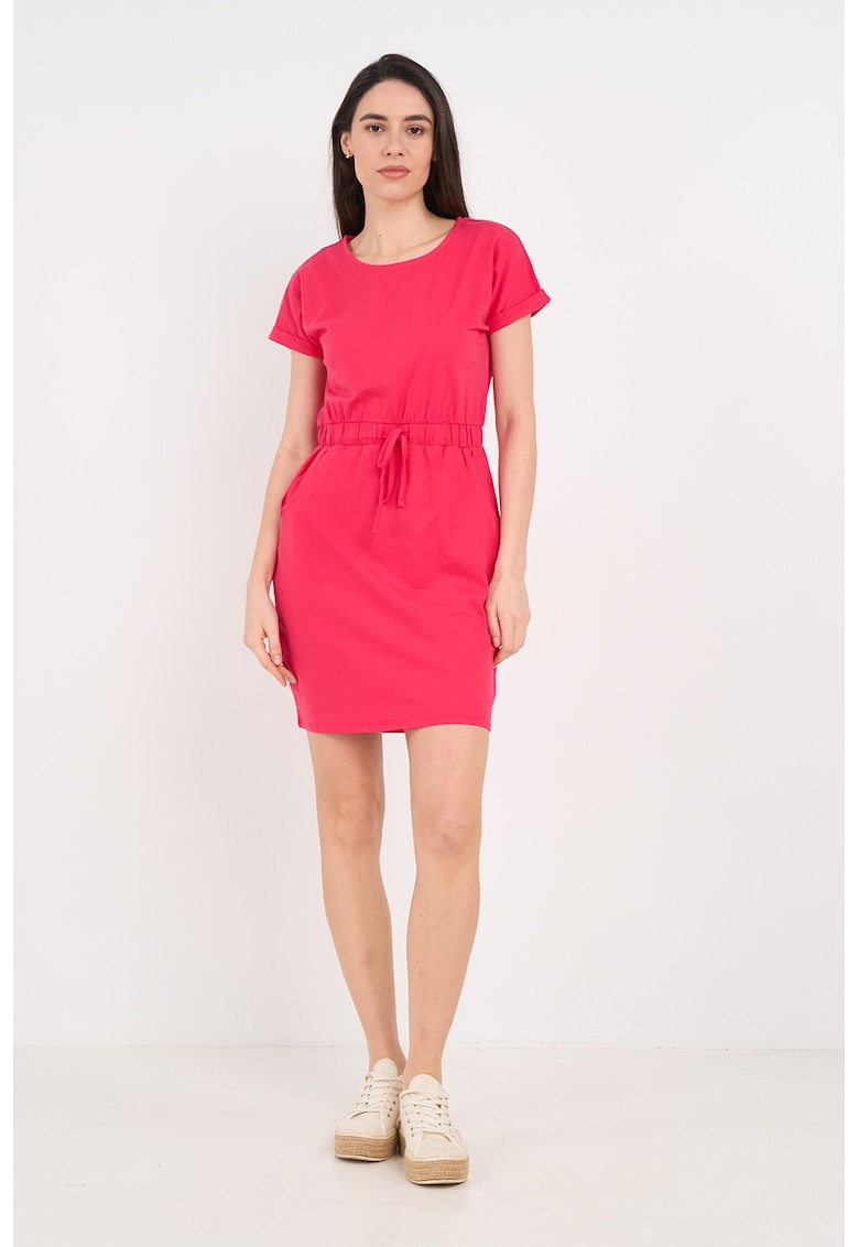 Rochie scurta cu buzunare laterale - Rosu capsuna