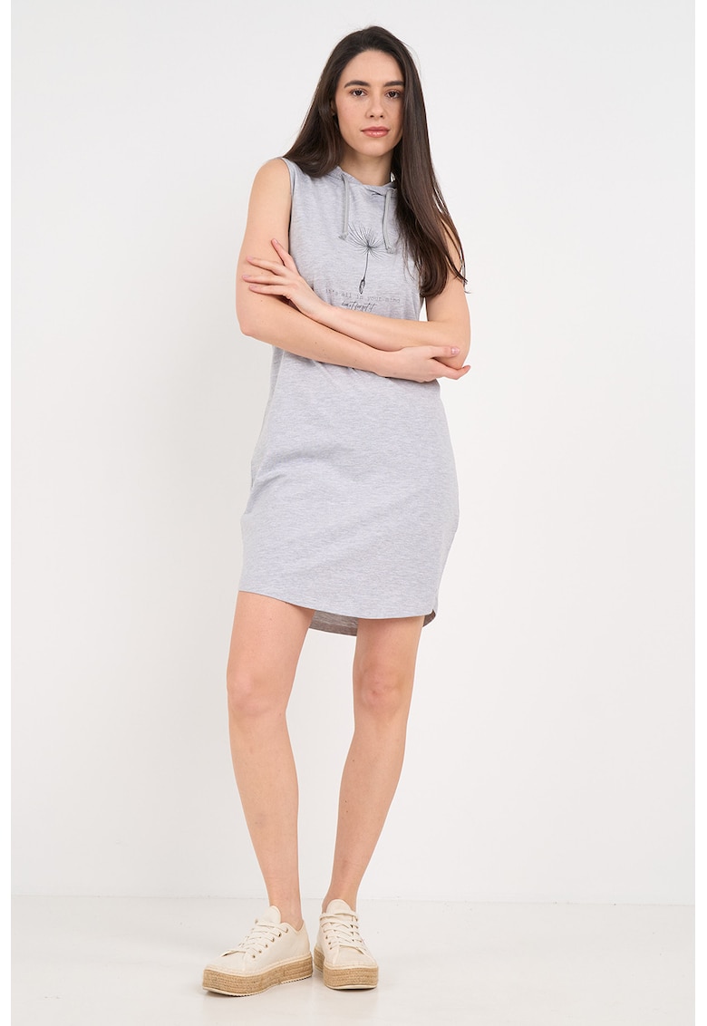 Rochie-hanorac cu imprimeu - Gri deschis melange