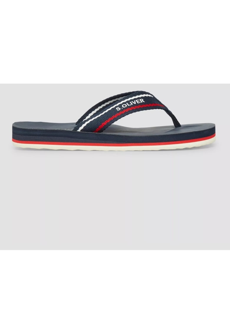 Slapi flip-flop - barbati - cu detalii contrastante - Bleumarin inchis