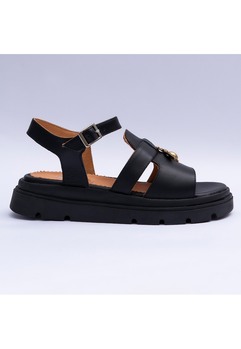 Sandale dama cu accesoriu - negru mat - Negru mat