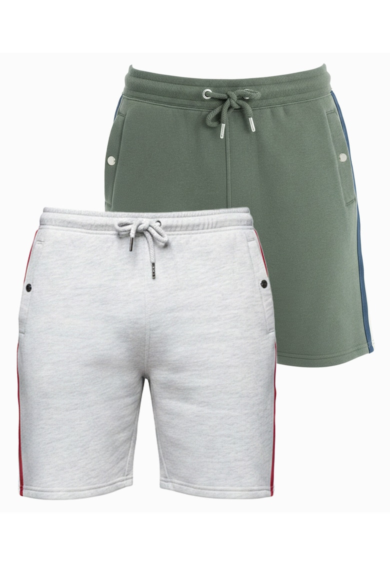 Set pantaloni scurti barbati sportivi cu elastic si buzunare - 2 piese - Multicolor