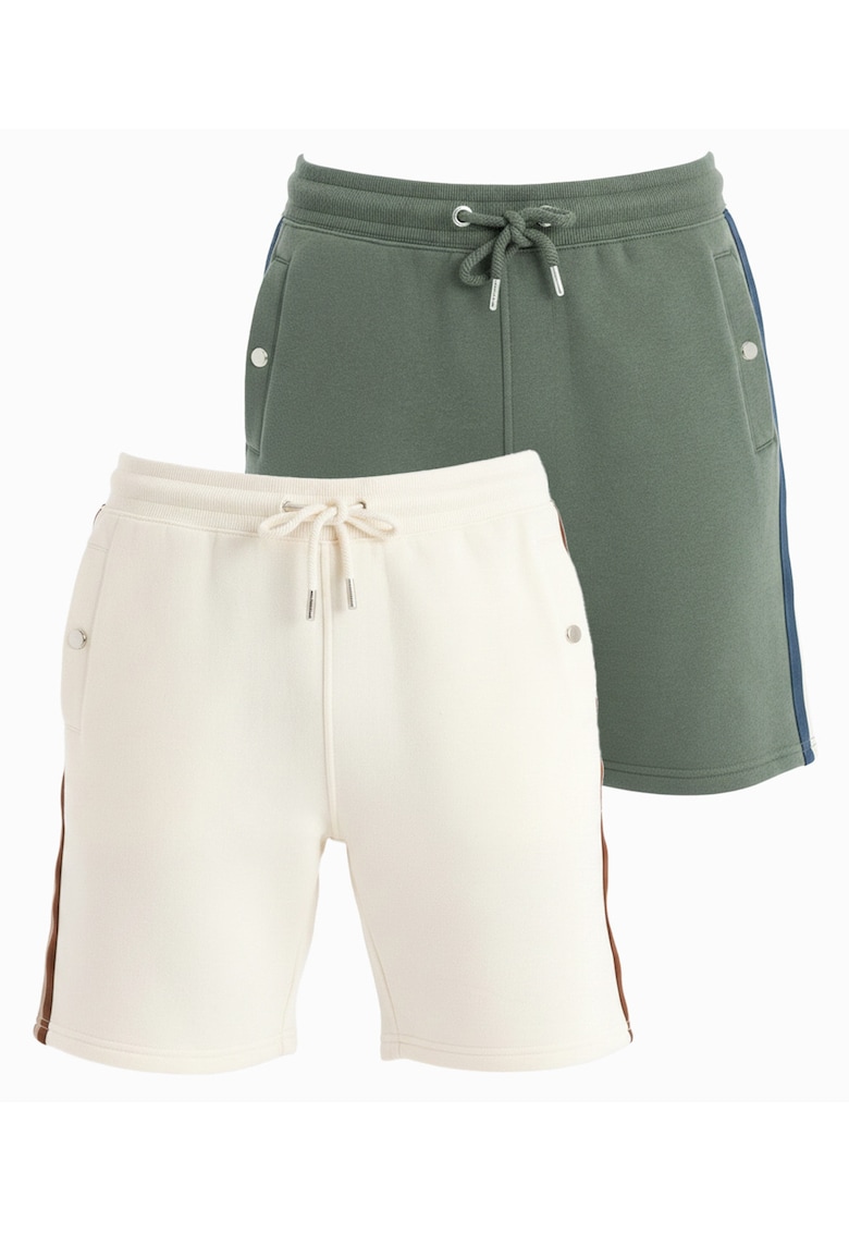 Set pantaloni scurti barbati sportivi cu elastic si buzunare - 2 piese - Multicolor