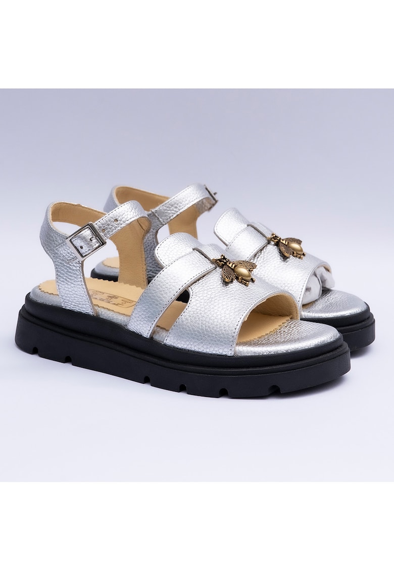 Sandale dama cu accesoriu - argintii - Argintiu