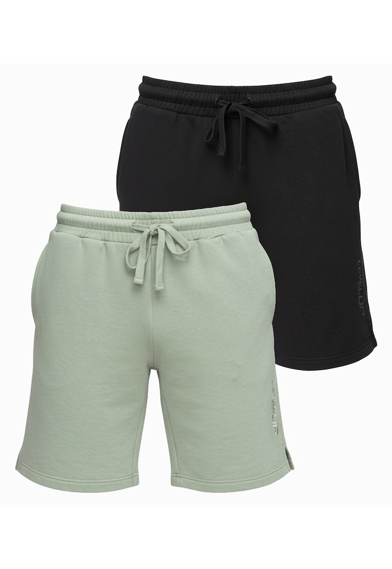 Set de pantaloni scurti pentru barbati - material confortabil - talie - croiala normala - Verde/Negru