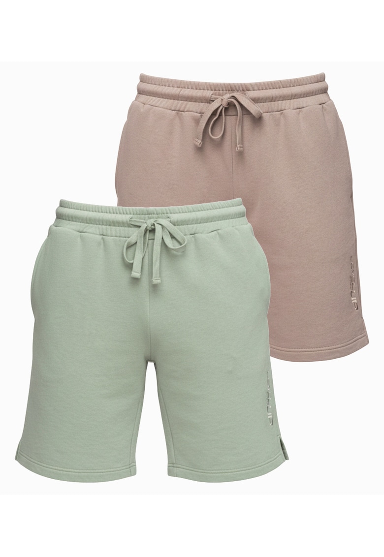 Set de pantaloni scurti pentru barbati - material confortabil - talie - croiala normala - Verde/Bej
