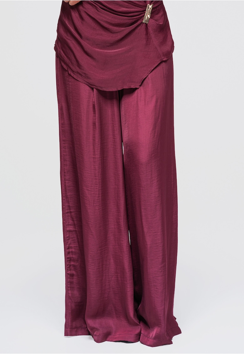 Pantaloni dama cu talie inalta - croiala larga - Mov