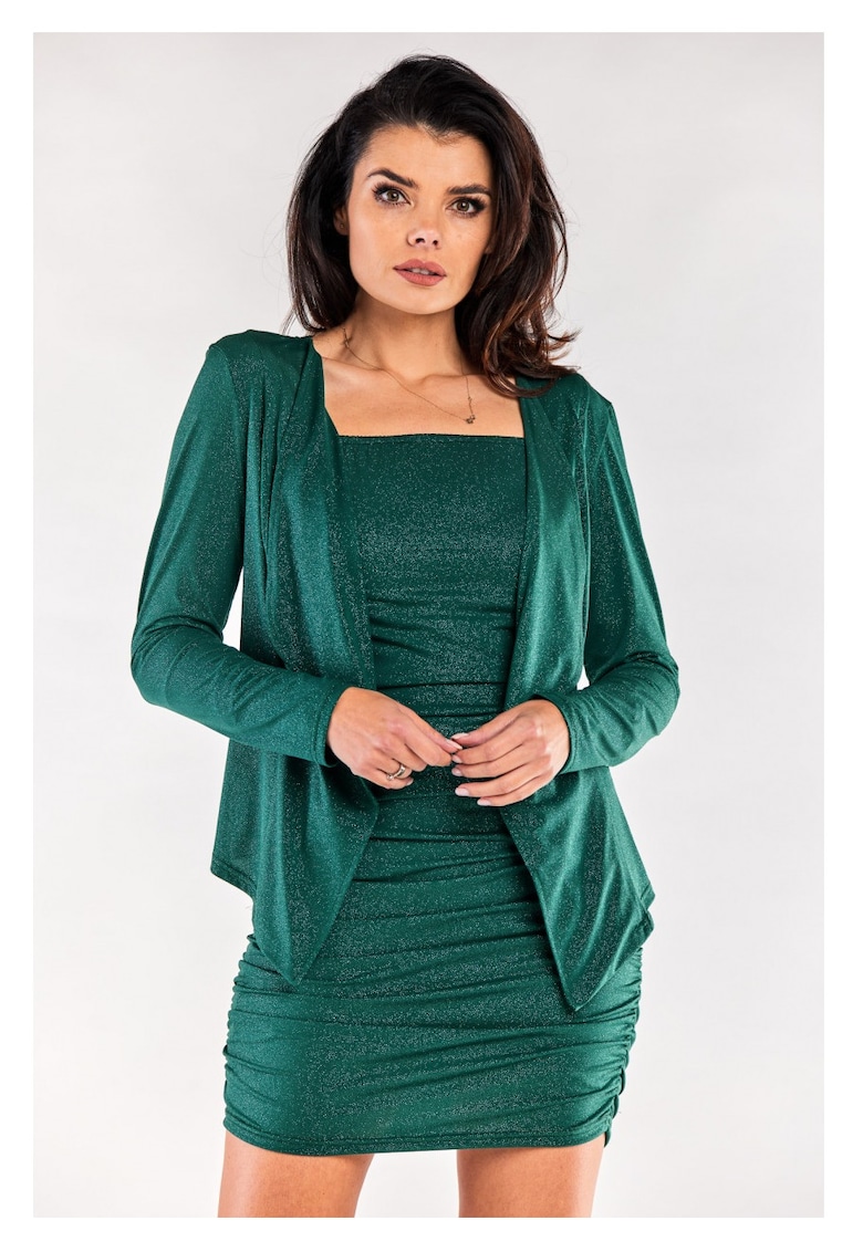 Bolero Elegant - Verde - Maneci Lungi - Material Sclipicios - Aspect Rafinat - Completeaza Tinuta - Purtare Usoara - Stil Sic - Design Modern - Verde