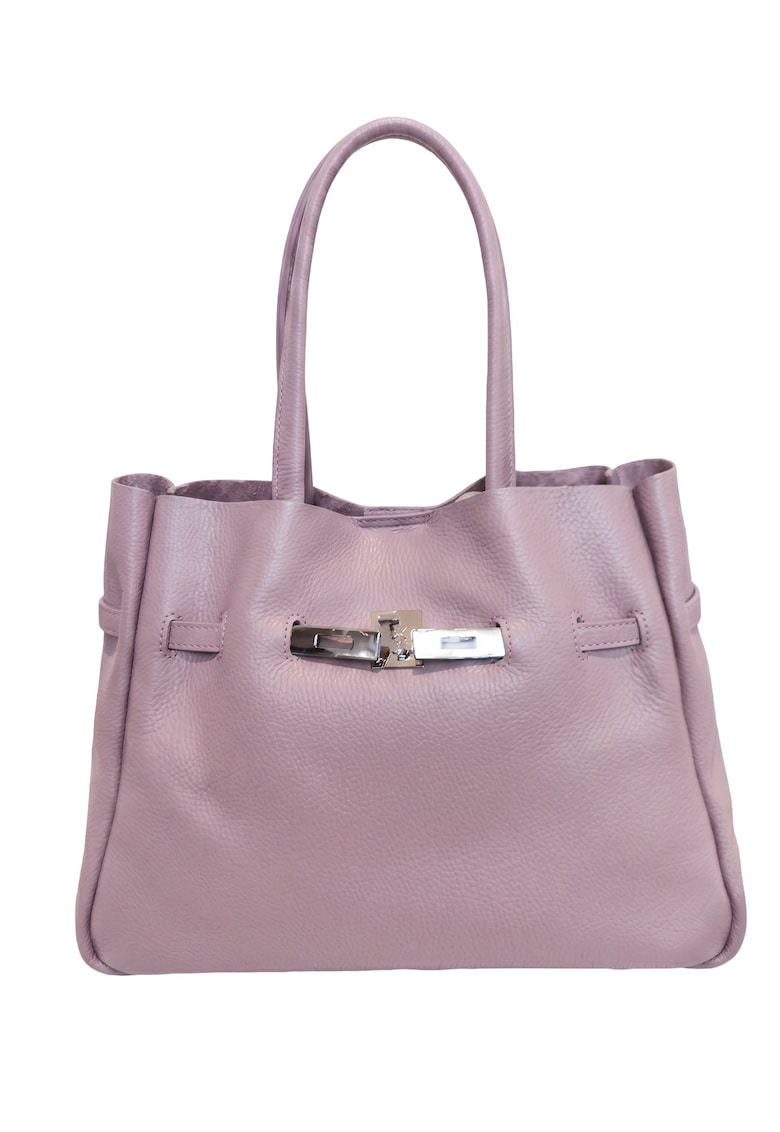 Geanta shopper de piele Marcella - Roz pastel
