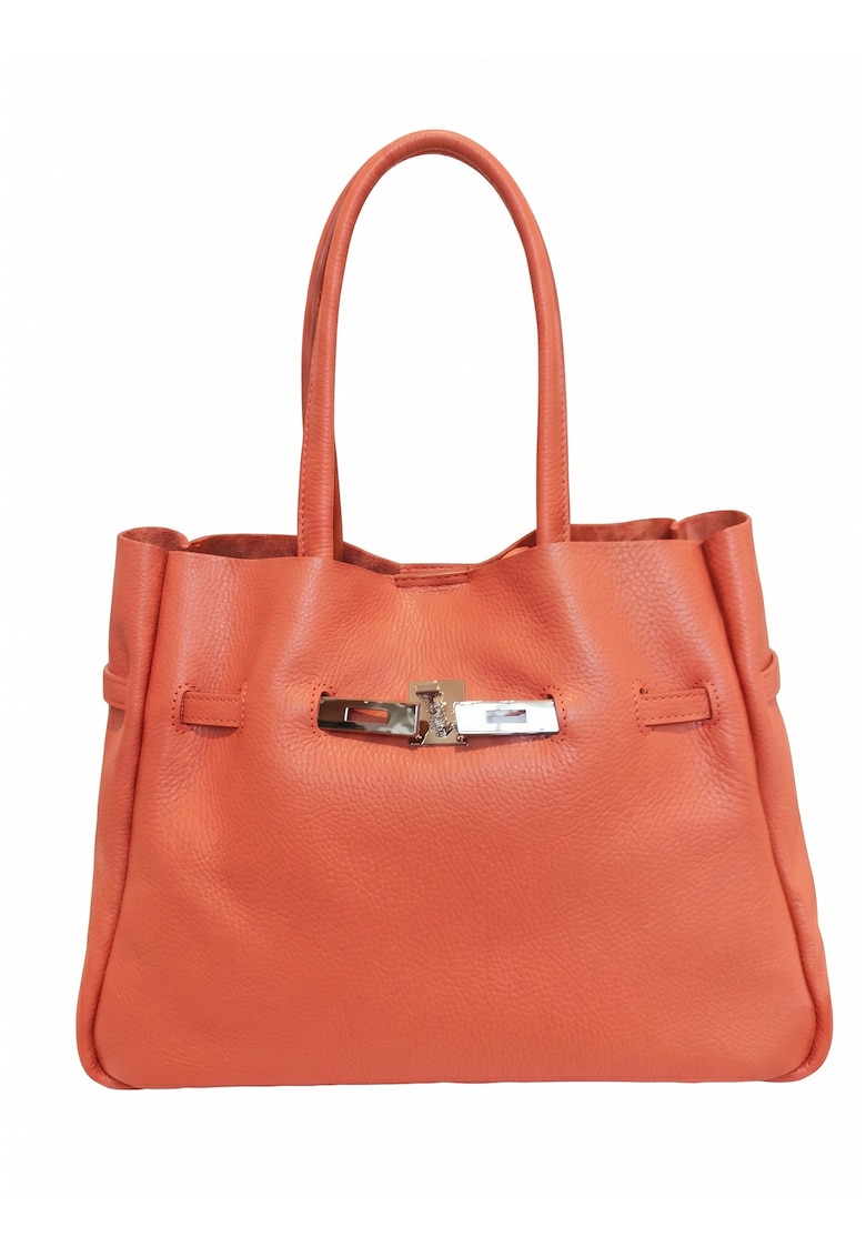 Geanta shopper de piele Marcella - Roz somon