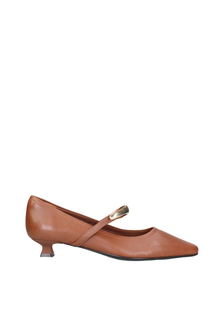 Pantofi Mary Jane din piele cu toc kitten Silvana