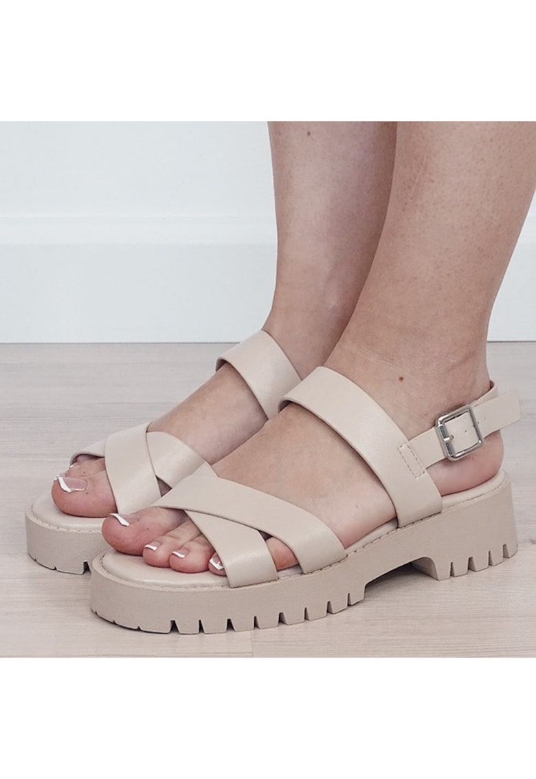 Sandale bej cu talpa groasa 5883 M12 20565 - Bej