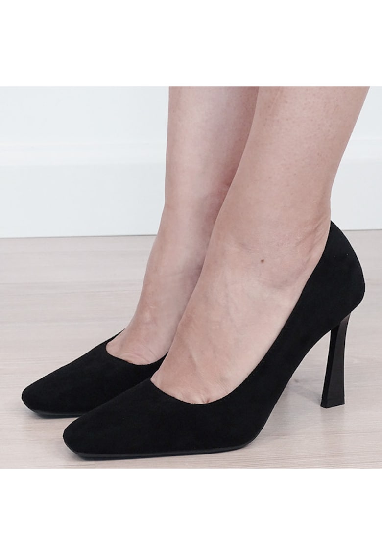 Pantofi negri cu toc comod 1749 04 20583 - Negru