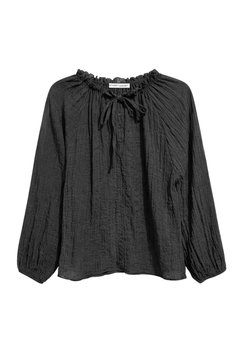 Bluza dama - guler rotund - detaliu cu snur - negru - material usor