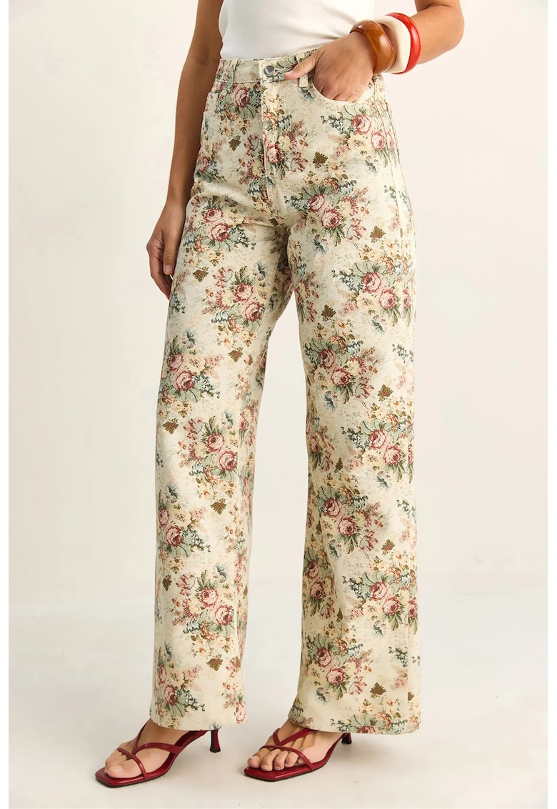 Blugi dama cu imprimeu Paisley - Natural