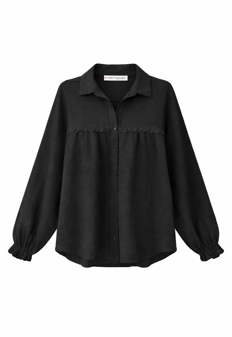 Camasi dama - camasa cu nasturi - casual - negru - bumbac